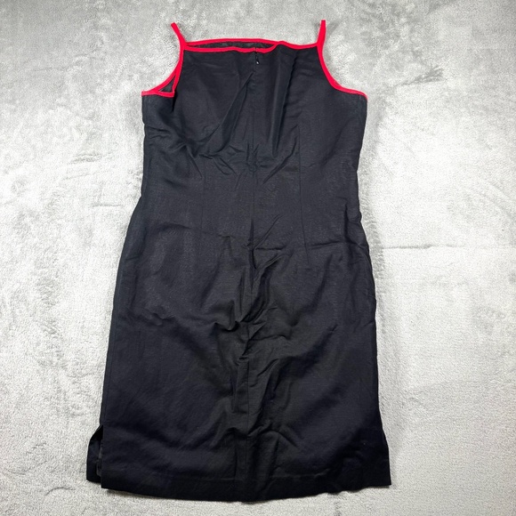 Jessica Howard Petite 12P Black Linen Cherry Embroidered Dress Retro Pinup - Picture 5 of 9